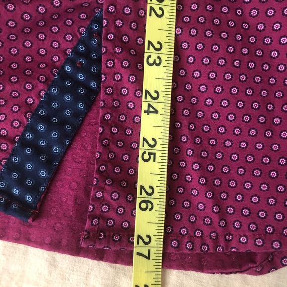 Vigo Mens Dress Shirt M Flip Cuff Contrast Burgundy Navy Blue - Picture 5 of 7